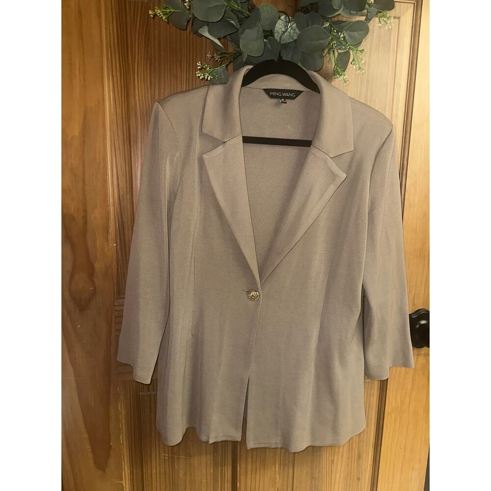 Ming Wang Notch Lapel 3/4 Sleeve Knit Blazer Jacket ($315 retail), Size M - Picture 2 of 5